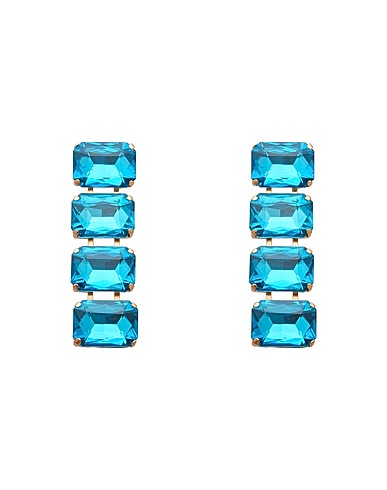 8 by YOOX Orecchini RHINESTONE CHANDELIER EARRINGS Turchese 50% Rame, 50% Vetro