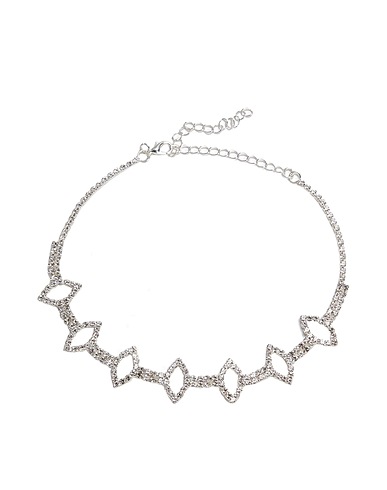 8 by YOOX Necklace RHINESTONE CHOKER
 Silver 50% Copper, 50% Glass