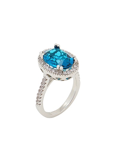 8 by YOOX Ring RHINESTONE RING
 Azurblau 50% Metall, 50% Glas