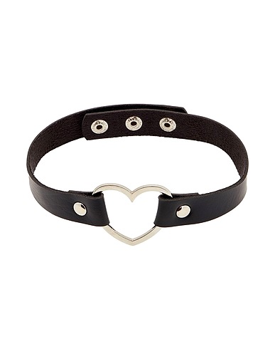 8 by YOOX ネックレス HEART SHAPED CHOCKER ブラック ポリウレタン 70% / 金属 30%