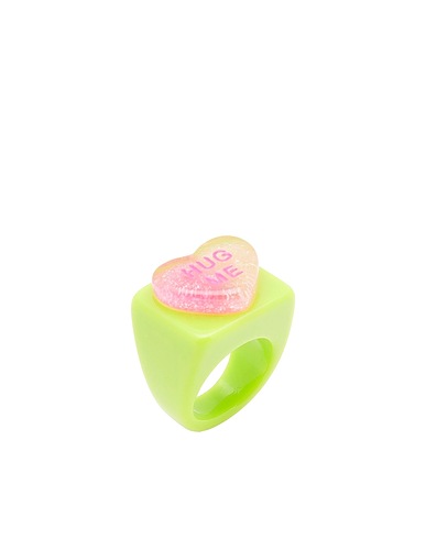 8 by YOOX Ring RESIN HEART-SHAPED RING
 Light green 100% Resin