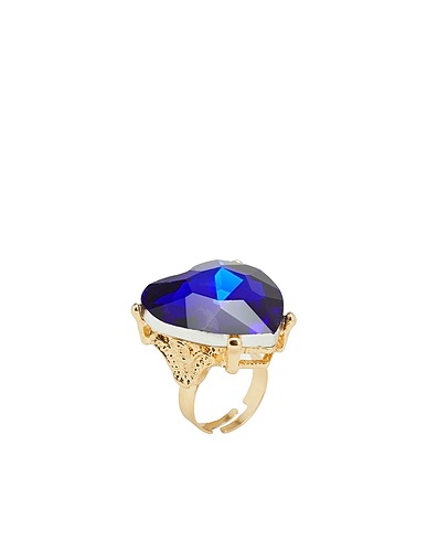 8 by YOOX Ring HEART-SHAPED RING
 Blue 50% Metal, 50% Glass