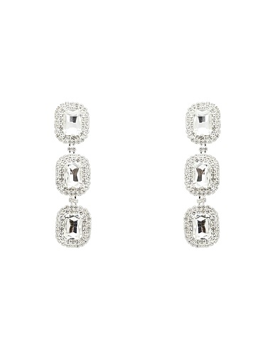 8 by YOOX Earrings RHINESTONE DROP EARRINGS
 Silver 50% Glass, 50% Metal