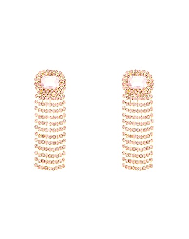 8 by YOOX Earrings RHINESTONE DROP EARRINGS Pink 50% Glass, 50% Metal