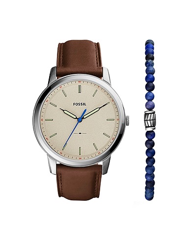 FOSSIL Wrist watch MINIMALIST
 Chocolate brown Soft Leather, Stainless Steel
