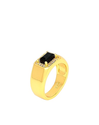 CRYSTAL HAZE Ring Gold Messing, Vergoldet 750/1000, Zirkonia, Achat