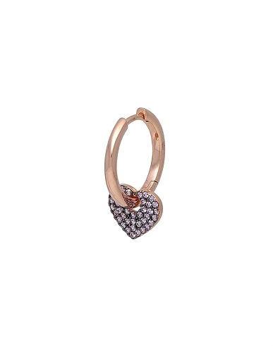 KURSHUNI Ear cuff or single earring Heart Earring
 Gold 925/1000 Silver, Cubic zirconia