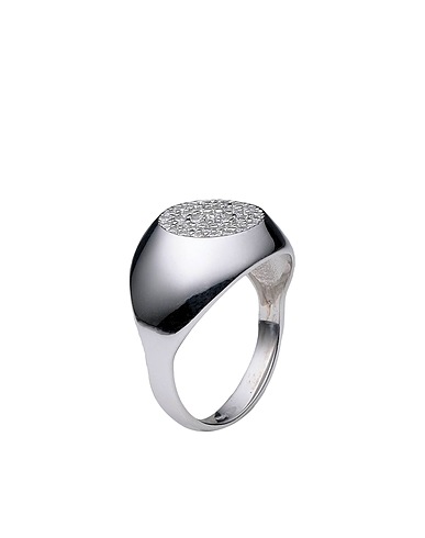 KURSHUNI Ring Chevalier Dolunay Ring 
 Silver 925/1000 Silver, Cubic zirconia