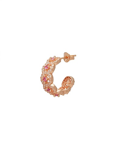 KURSHUNI Ear cuff or single earring Mini Entourage Circle Hoop Earring
 Rose gold 925/1000 Silver, Cubic zirconia