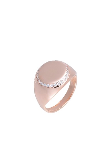 KURSHUNI Ring Chevalier Ring 
 Rose gold 925/1000 Silver, Cubic zirconia
