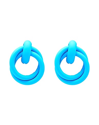 8 by YOOX Orecchini KNOT HOOP EARRINGS
 Azzurro 100% Metallo