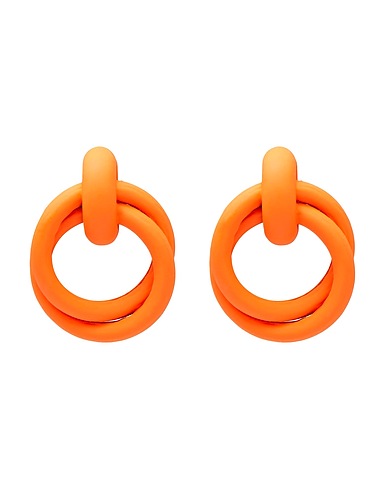 8 by YOOX Orecchini KNOT HOOP EARRINGS
 Arancione 100% Metallo