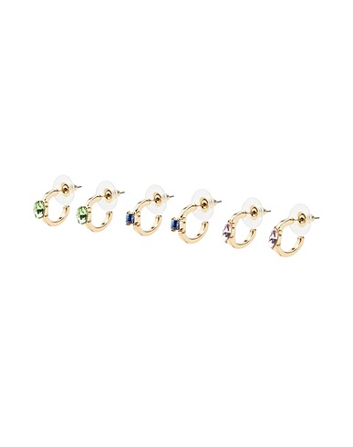 8 by YOOX Earrings RHINESTONE HOOP EARRING SET
 Gold 60% Metal, 40% Glass