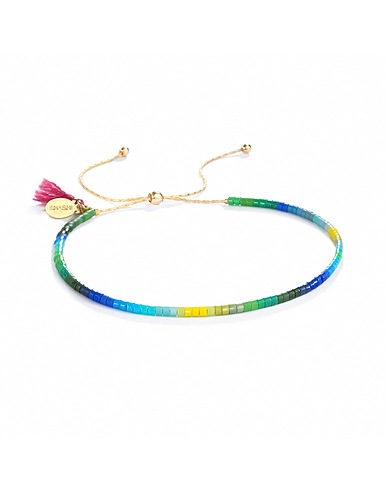 SHASHI Bracelet Sam Bracelet
 Green Brass, 585/1000 gold plated, Glass
