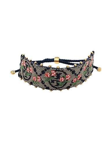 TORY BURCH Bracciale Blu notte Fibre tessili, Ottone, Pelle