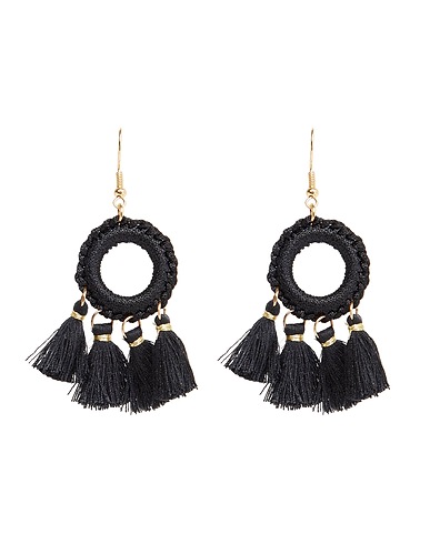 8 by YOOX Earrings Black 70% Polyester, 30% Metal