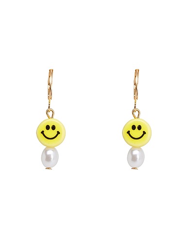 8 by YOOX Earrings Yellow 80% Plastic, 20% Metal