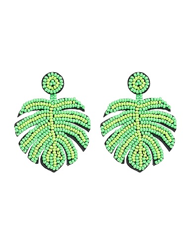 8 by YOOX Earrings Green 80% Plastic, 10% Metal, 10% Polyester