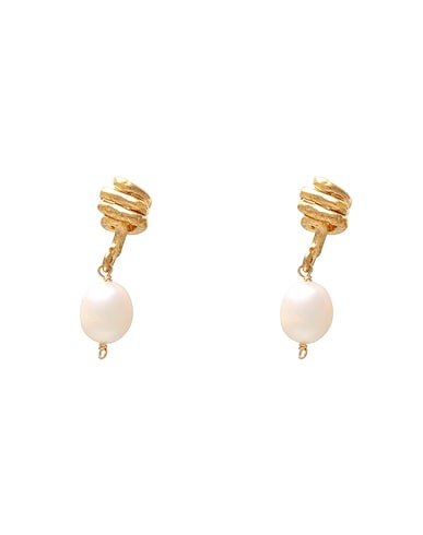 ALIGHIERI Earrings  THE CELESTIAL RAINDROP PEARL EARRINGS Gold Bronze, 999/1000 gold plated, Pearls