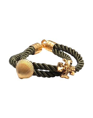 TORY BURCH Bracciale Verde militare Fibre tessili, Ottone
