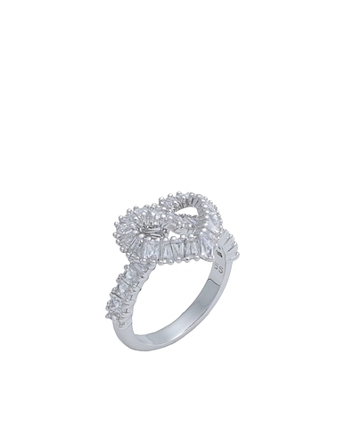 SWAROVSKI Ring Matrix cocktail ring, Mixed cuts, Heart, White, Rhodium plated Silver Metal, Zirconia