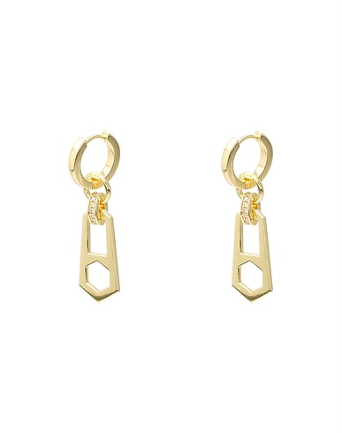 LUV AJ Earrings Mini Zipper Huggies- Gold Gold Metal, 585/1000 gold plated