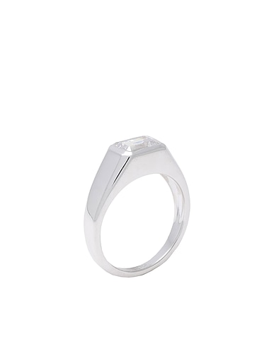 P D PAOLA Ring Octagon Shimmer Stamp Silver Ring
 Silver 925/1000 Silver, Zirconia