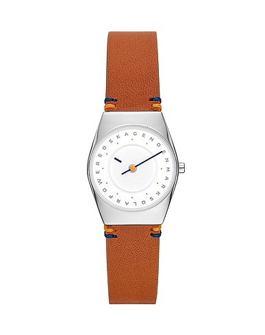 SKAGEN Wrist watch GRENEN LILLE SOLAR HALO
 Brown Stainless Steel, Soft Leather