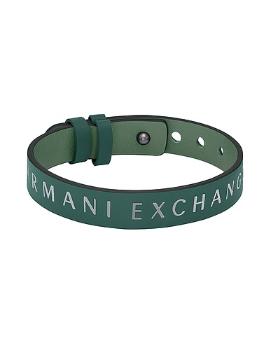 ARMANI EXCHANGE Armband Grün Leder, Stahllegierung