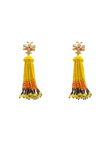 TORY BURCH Earrings Yellow Brass, Plastic
