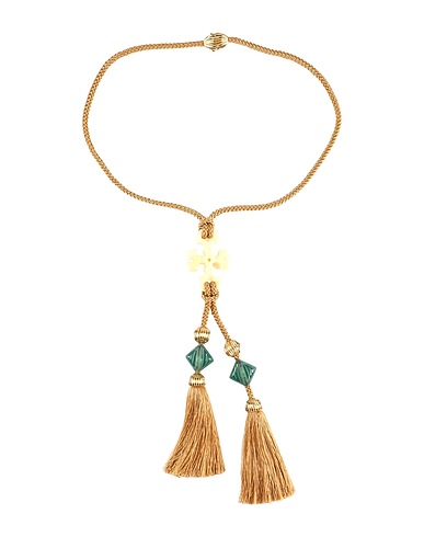 TORY BURCH Necklace Beige Brass, Textile fibres