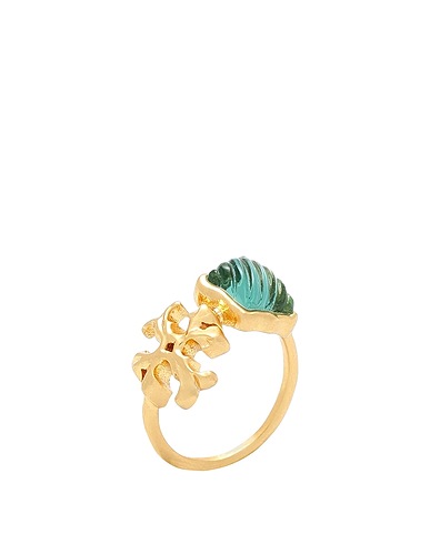 TORY BURCH Ring Green Brass, Stone
