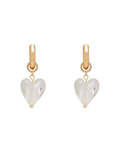 8 by YOOX Earrings EARRINGS WITH GLASS HEART PENDANT
 Transparent 60% Metal alloy, 40% Glass