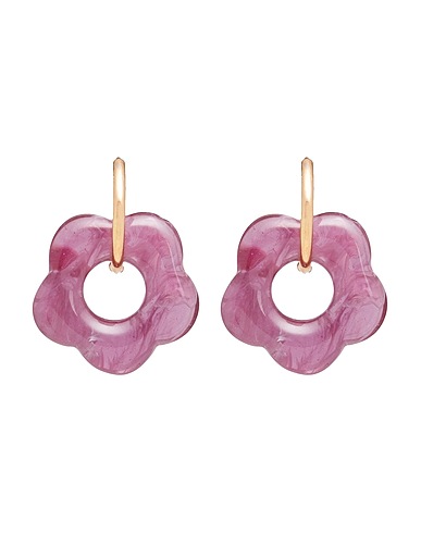 8 by YOOX Earrings SMALL HOOPS WITH RESIN FLOWER PENDANT
 Mauve 60% Resin, 40% Copper