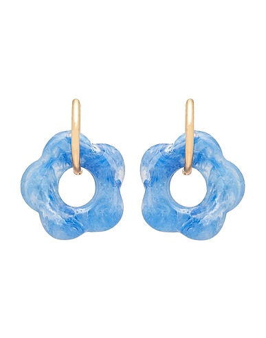 8 by YOOX Orecchini SMALL HOOPS WITH RESIN FLOWER PENDANT
 Azzurro 60% Resina, 40% Rame