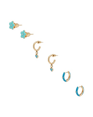 8 by YOOX Earrings ENAMELLED EARRINGS SET
 Turquoise 70% Metal alloy, 20% Enamel, 10% Glass
