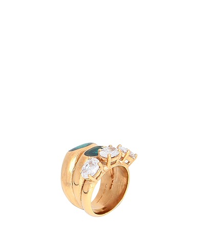VOODOO JEWELS Ring GREEN CARHUN RING
 Gold Bronze, Hardstone, Resin