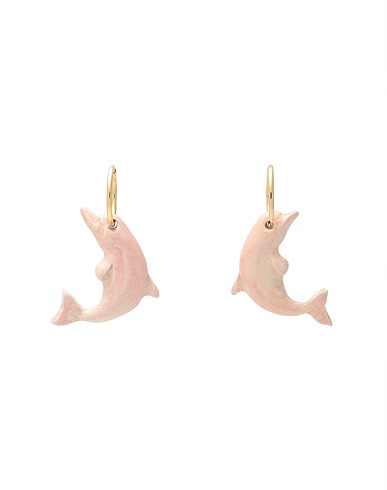 LEVENS JEWELS Earrings DOLPHINE HOOPS PINK
 Blush 95% Clay, 5% Brass, Enamel