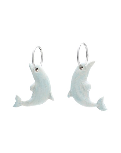 LEVENS JEWELS Earrings DOLPHIN HOOPS BLUE
 Sky blue 95% Clay, 5% Brass, Enamel