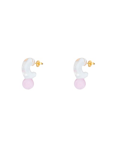 LEVENS JEWELS Earrings DROP MINI HOOPS
 Light pink 95% Borosilicate glass, 5% Brass