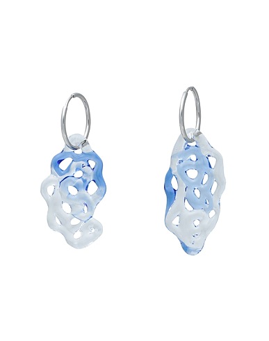 LEVENS JEWELS Earrings SPONGE HOOPS COBALTO
 Blue 95% Borosilicate glass, 5% Brass