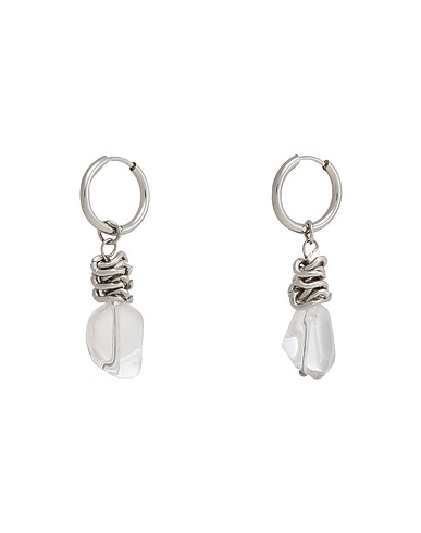 8 by YOOX Earrings EARRINGS WITH TRANSPARENT GLASS PENDANT AND METALLIC KNOT
 Silver 80% Steel, 20% Glass