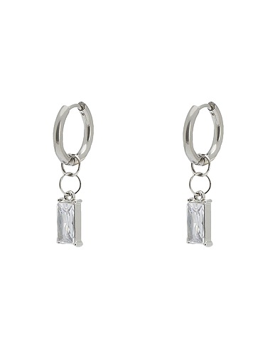 8 by YOOX Orecchini EARRINGS WITH TRANSPARENT RECTANGULAR GLASS PENDANT
 Argento 80% Lega di metalli, 20% Vetro