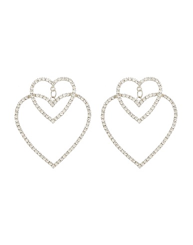 8 by YOOX Earrings DOUBLE HEART RHINESTONES EARRINGS
 Silver 50% Copper, 50% Glass