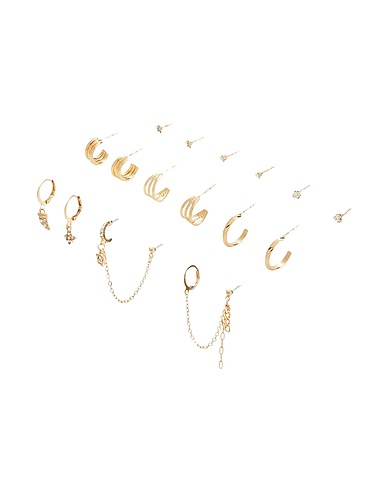 8 by YOOX Earrings SMALL MIXED  EARRINGS SET
 Gold 30% Steel alloy, 30% Copper, 20% Iron, 20% Glass
