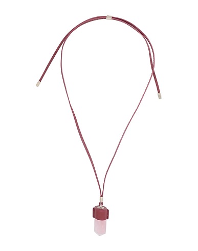 CHLOÉ Collier Rouge brique 100% Cuir de veau, Laiton, Quartz rose