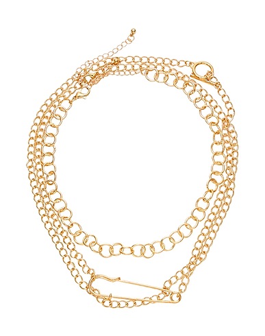 8 by YOOX Necklace SAFETY PIN CHAIN NECKLACES SET
 Gold 100% Iron