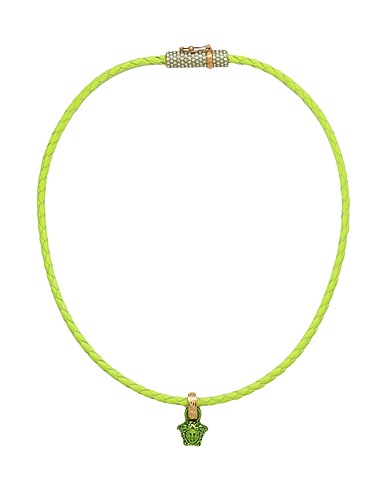 VERSACE Necklace Lime green Soft Leather, Metal