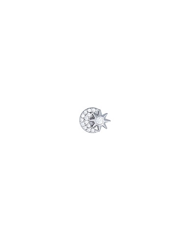 KURSHUNI Ear cuff or single earring mahsasingle earring
 Silver 925/1000 Silver, Cubic zirconia