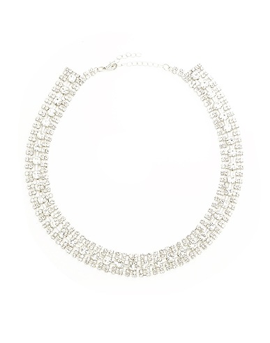 8 by YOOX Necklace RHINESTONES CHOCKER Silver 50% Copper, 50% Glass
